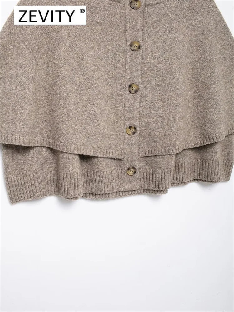 Women O Neck Breasted Solid Color Knitted Shawl Sweater Jacket Female .