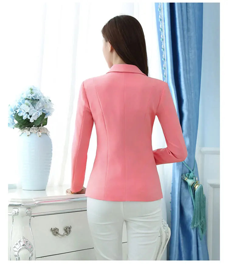 Women Blazer Office Lady Elegant Slim Notched Women Blazers .