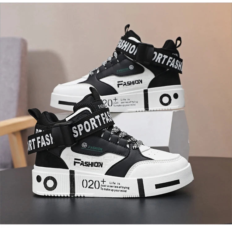 Kids Fashion Sports Shoes Boys High Top Board Shoes.