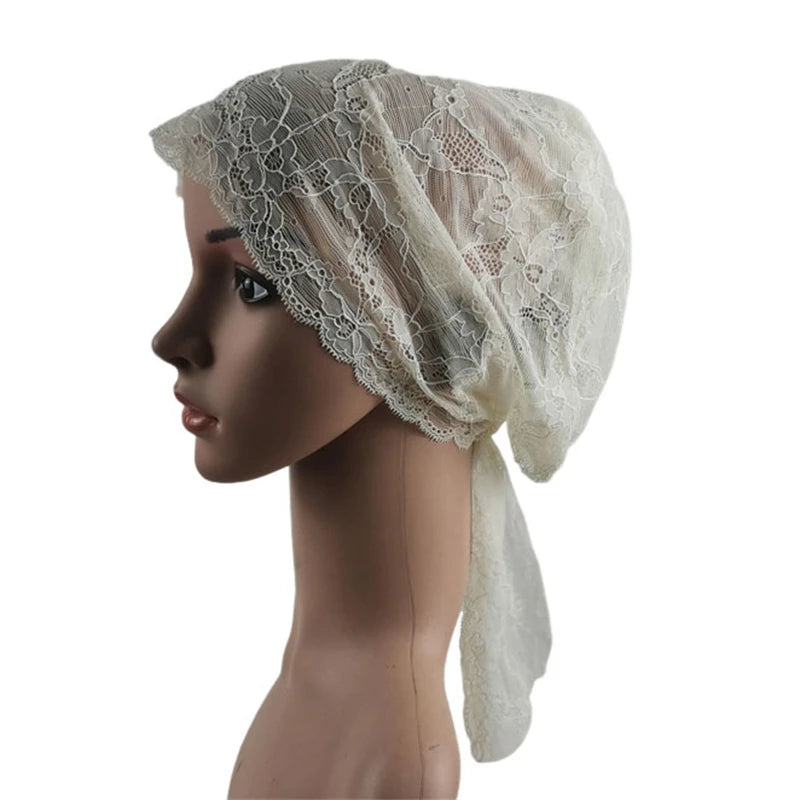 Muslim Women Head Scarf Lace Flower Underscarf Elastic Hijab  Cover Headwrap Chemo Cap Islam Headband Bonnet Turbante Mujer