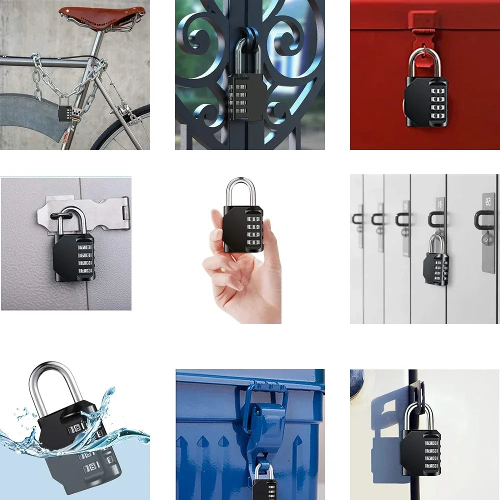 2pcs Combination Lock Resettable 4 Digit Padlock Combination Waterproof.