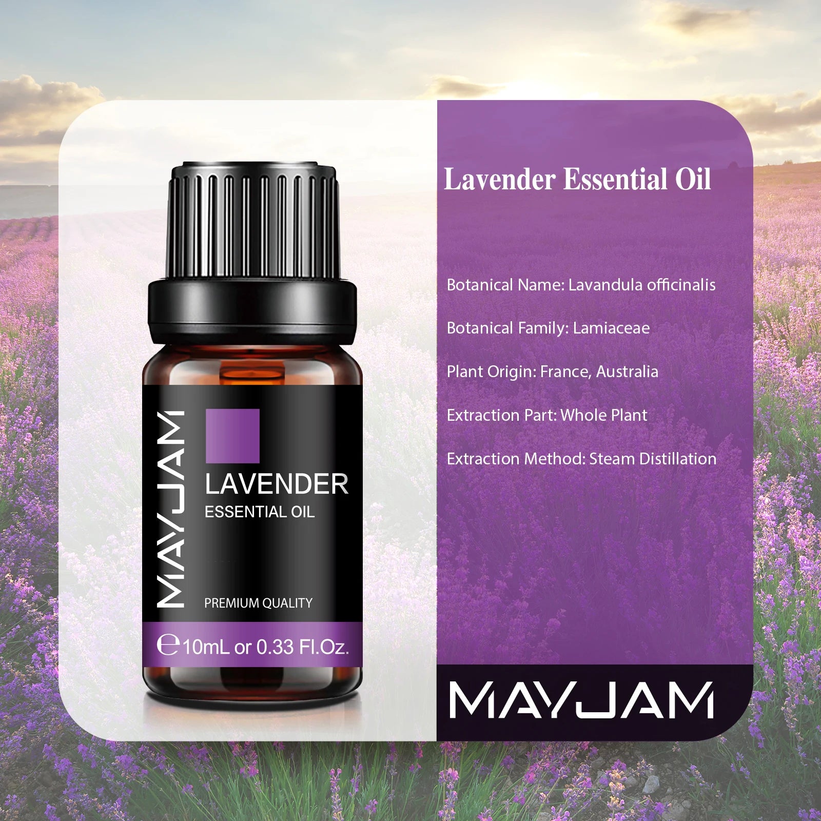 MAYJAM 10ML Essential Oil Lavender Jasmine Eucalyptus Vanilla.