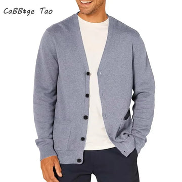 New Spring Men's Long Sleeved Cardigan Wool Sweater.