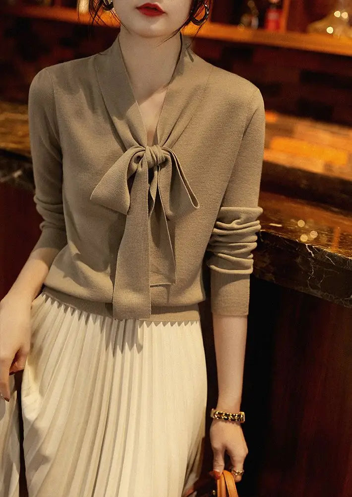 Women Clothing Fashion Elegant Scarf Collar Pullover Autumn Winter.