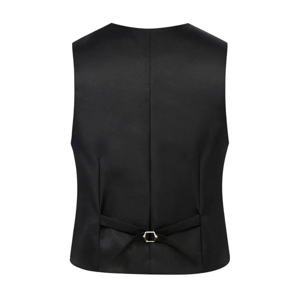 Formal Vest Sleeveless Pockets Single-Breasted Male .