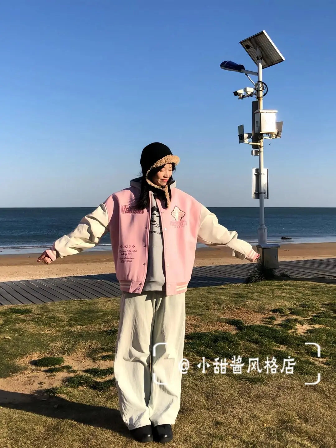 pink baseball uniform for women INS spring sweet girl jacket .