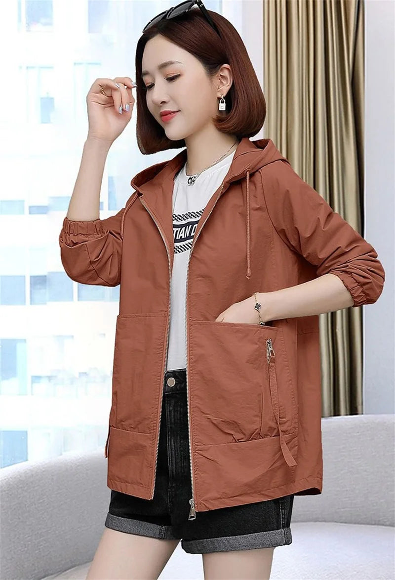NEW Autumn Women's Jacket Windbreaker Female Hooded.