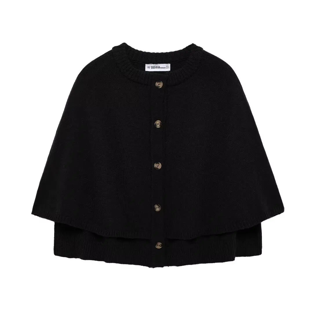 Women O Neck Breasted Solid Color Knitted Shawl Sweater Jacket Female .