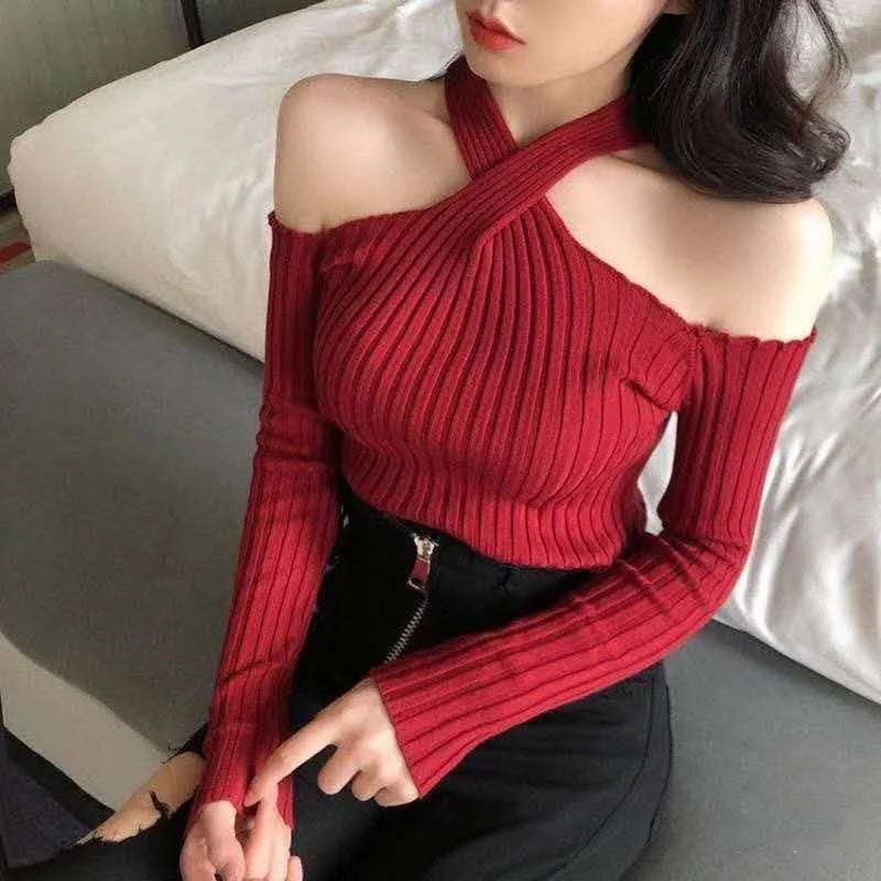 Long Sleeve Pullover Sweater Autumn Casual Slim Fit.
