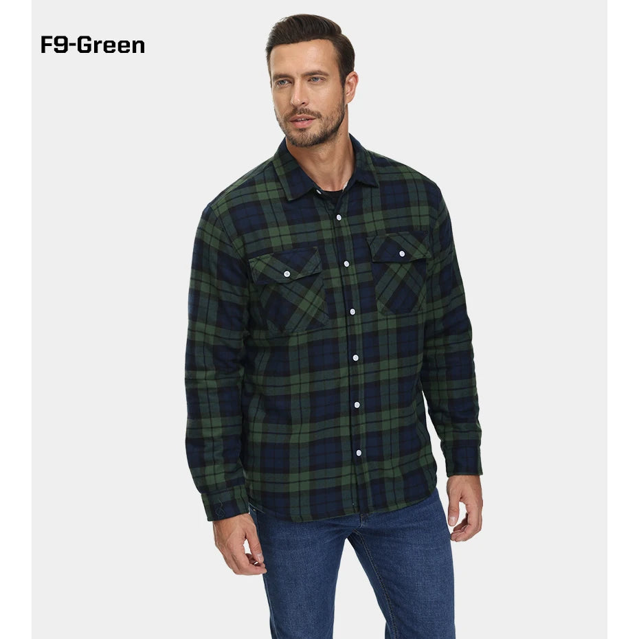 MAGCOMSEN Men's Fleece Plaid Flannel Shirt Jacket.