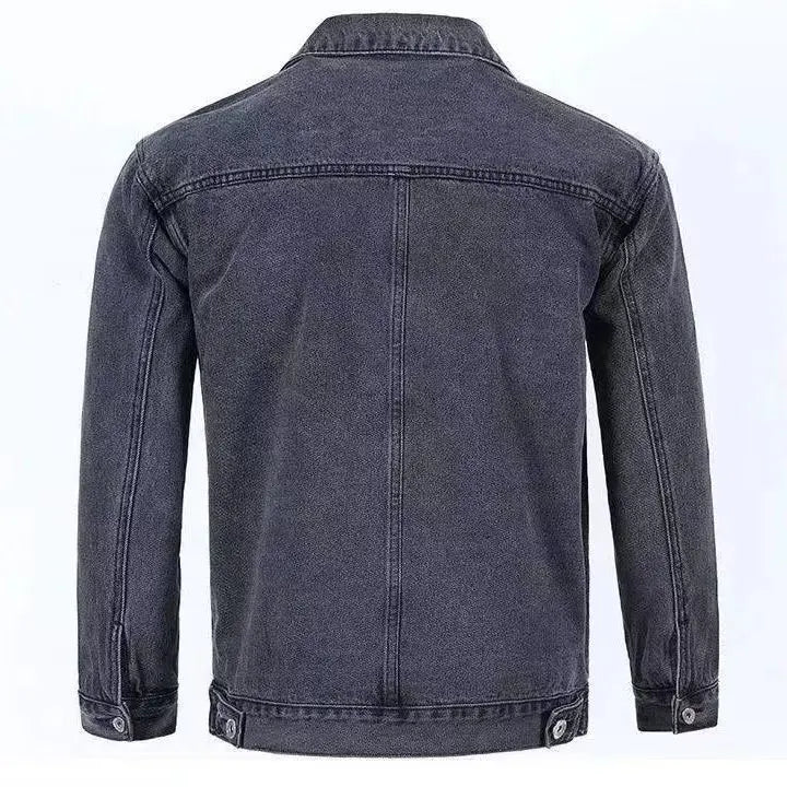 New Men's Denim Cargo Jacket Loose Vintage Fashion Casual Cardigan.