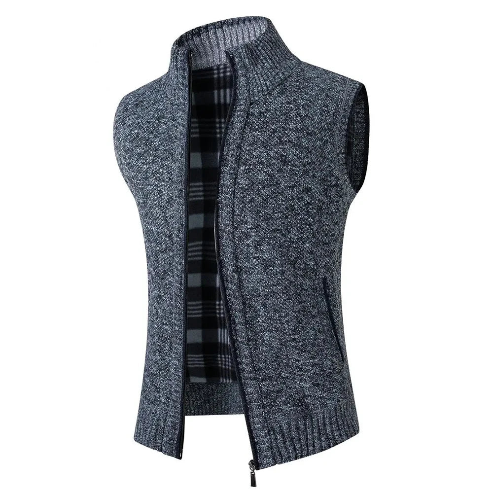 Man Winter Sweater Solid Color Vest Leisure And Comfortable Warm.