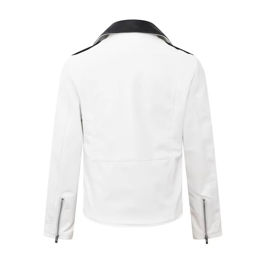 men's new handsome, new oblique zipper, casual color matching .