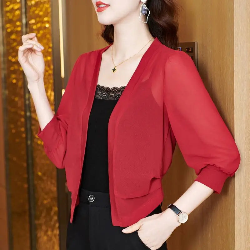 Spring Summer Women Cardigan Sunscreen Chiffon .