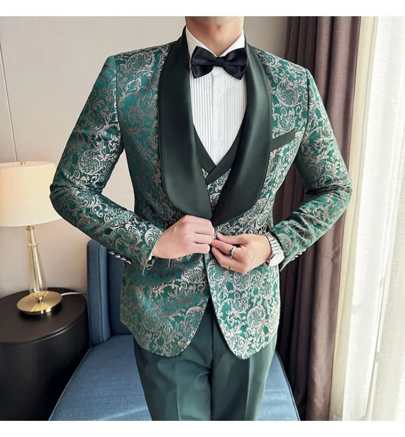 Spring  Men's British Style Business Casual Three-Piece Suit .