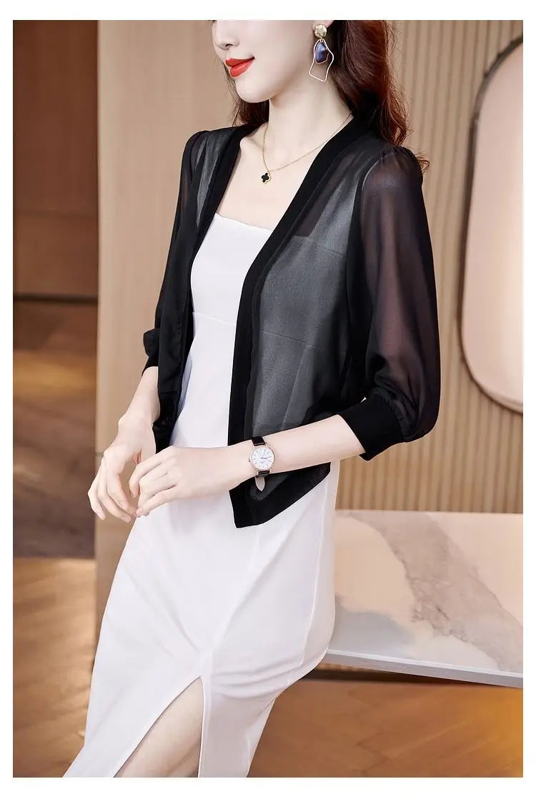 Spring Summer Women Cardigan Sunscreen Chiffon .
