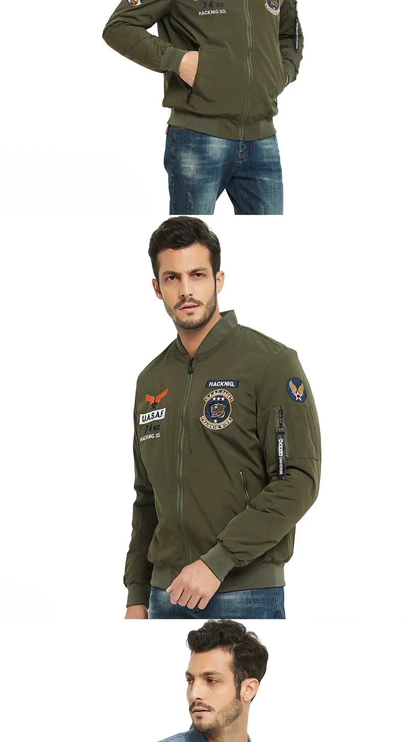 Men Military Pilot Reversible Jackets Men Autumn Bomber.