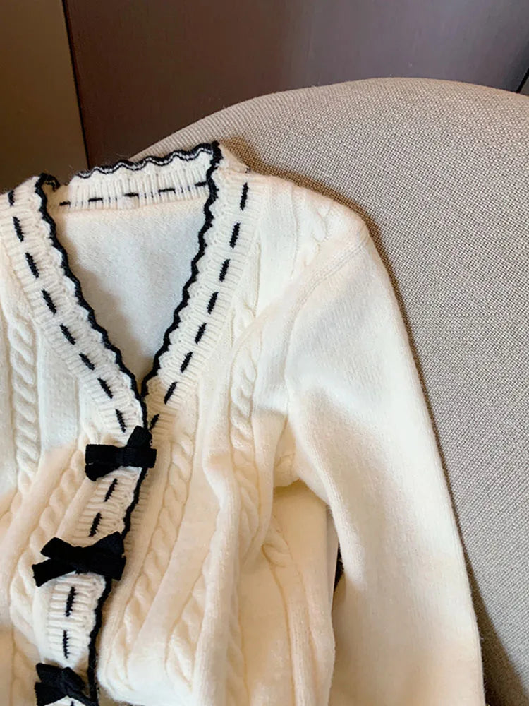 Elegant Knitted Cardigan Sweet Oversized Chic Sweater.