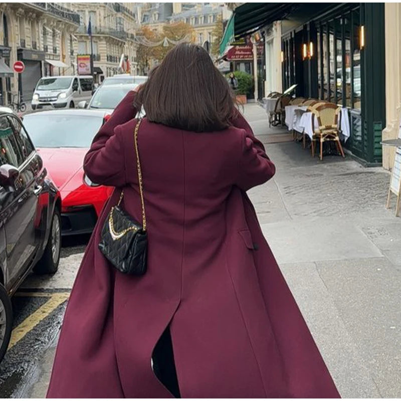 Faux Fur Long Jackets Women Casual Loose Lapel Double Breasted.