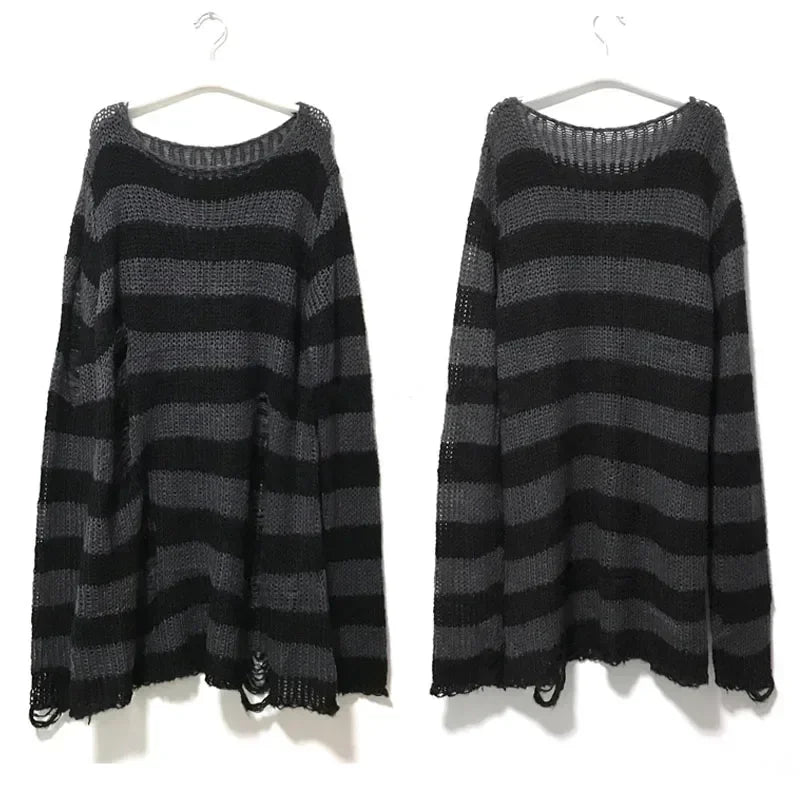 ZMZBCH Sexy Hollow Out Striped Long Sweaters .