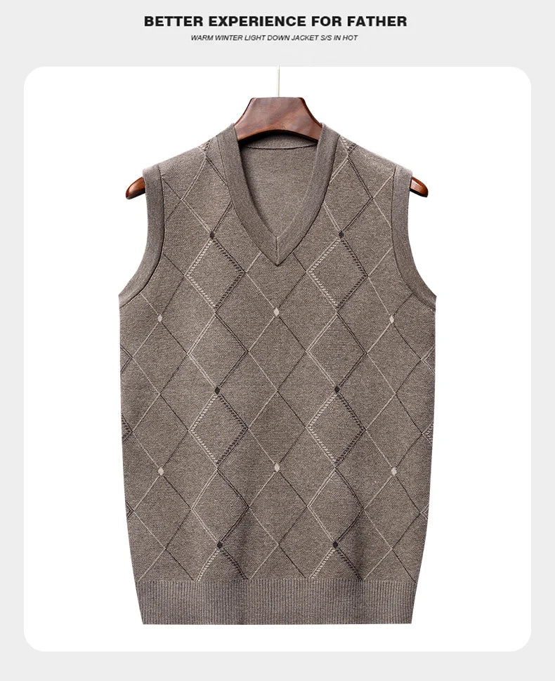 Casual Sweater Tank Top Autumn and Winter Warm Men's Vest.