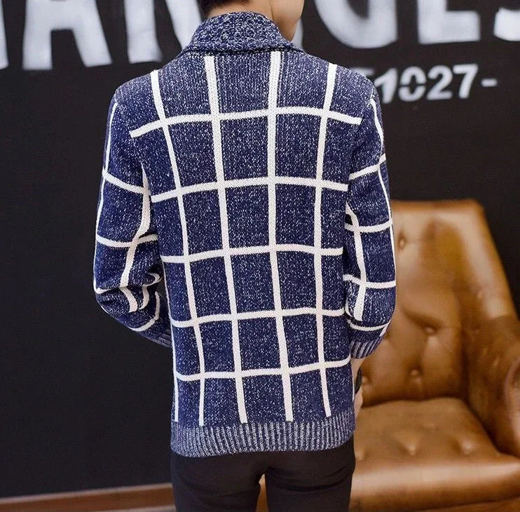 Man Clothes Cardigan Knitted Sweaters for Men No Hoodie Patchwork.