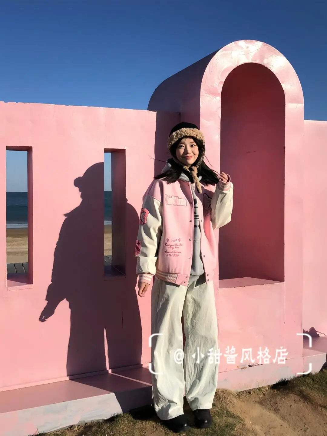 pink baseball uniform for women INS spring sweet girl jacket .