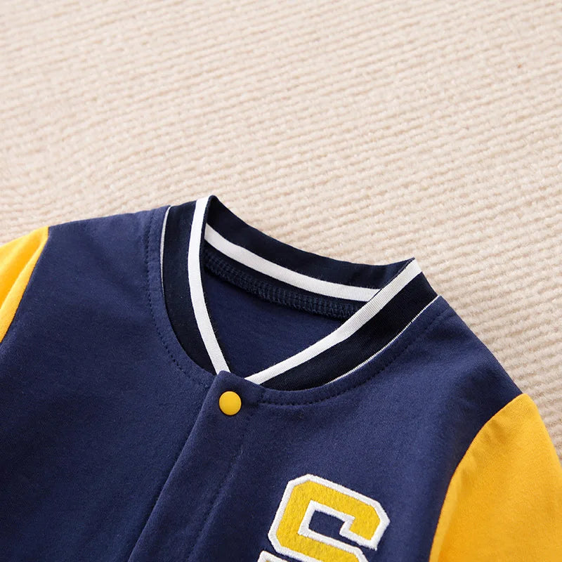 Spring And Autumn Boys And Girls Handsome Baseball Jersey Cotton Comfortable Casual Long Sleeve Baby Bodysuit