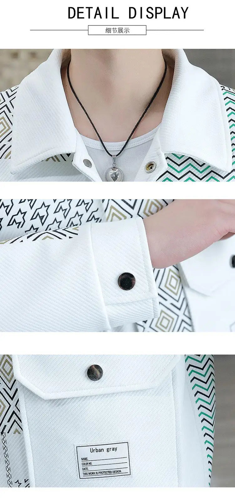 Brand Clothing Spring Autumn Men Coats Lapel Slim Print Jacket.