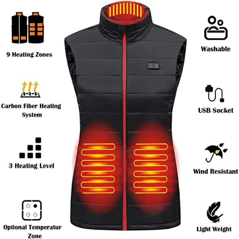 Women Heated Vest Electric Heated Jackets Women Sportswear.
