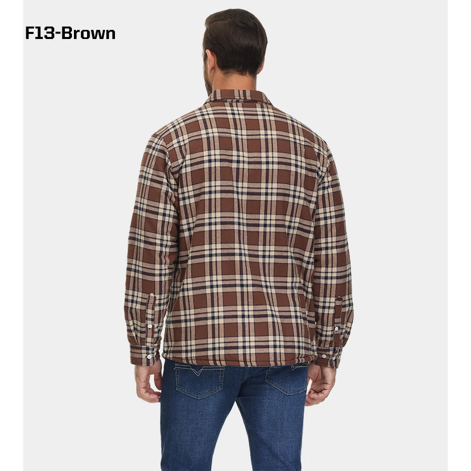 MAGCOMSEN Men's Fleece Plaid Flannel Shirt Jacket.