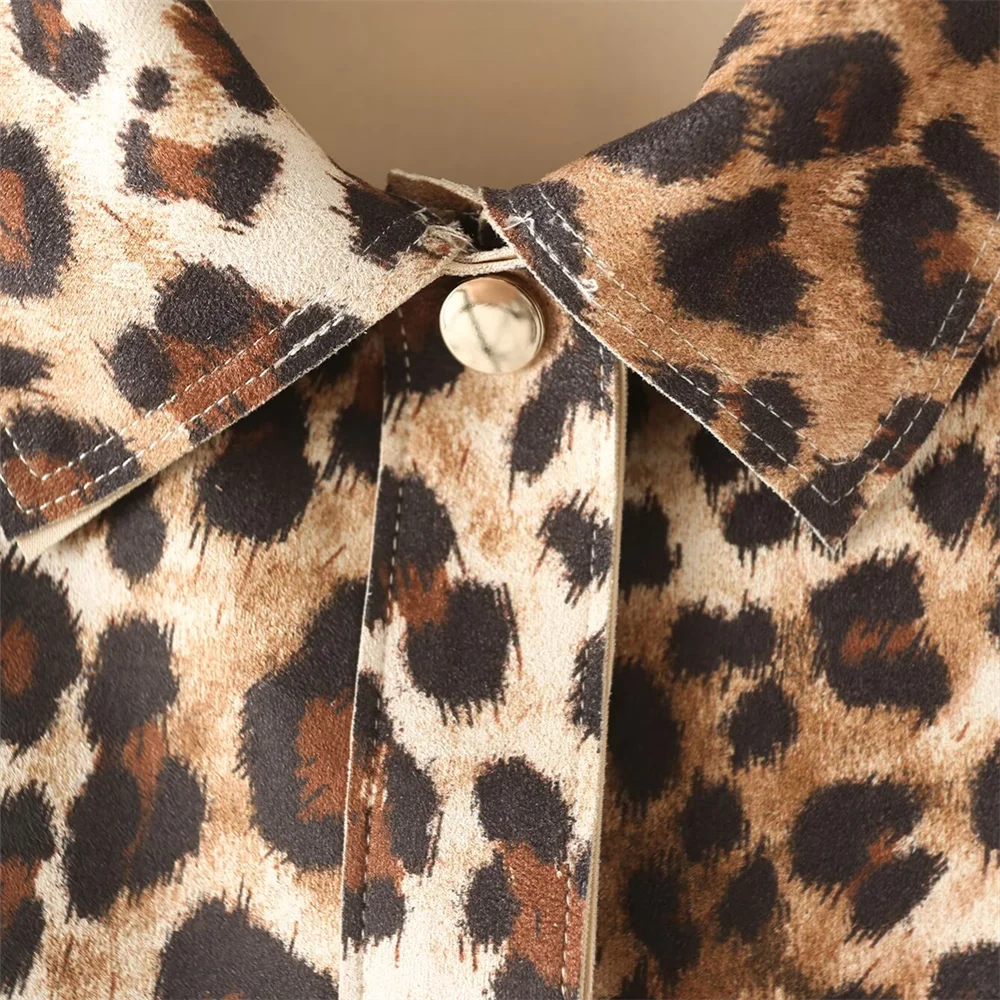 women's clothing fashion temperament leopard print  jacket.
