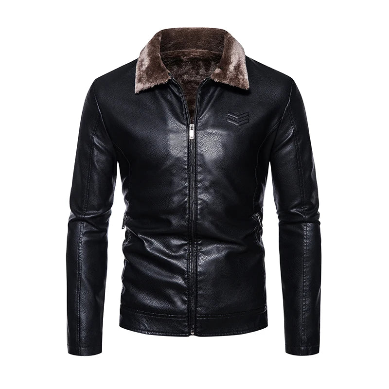 Brand Leather Jacket Men's Winter Motorcycle Clothes Leanther Jacket .