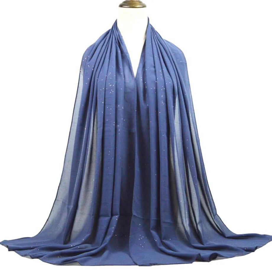 180*75cm Bronzing Muslim Chiffon Hijab Shawls Scarf Women Solid Color Head Wraps Women Hijabs Scarves Ladies Foulard Femme Veil