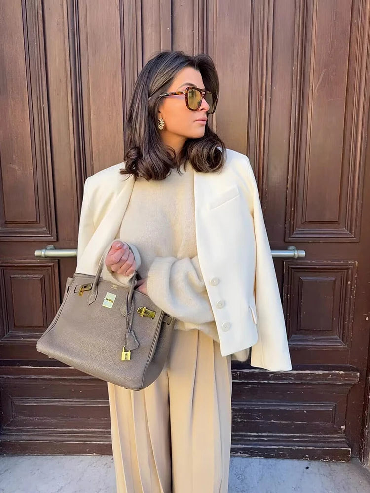 Vintage Women White Casual Blazer Jackets.