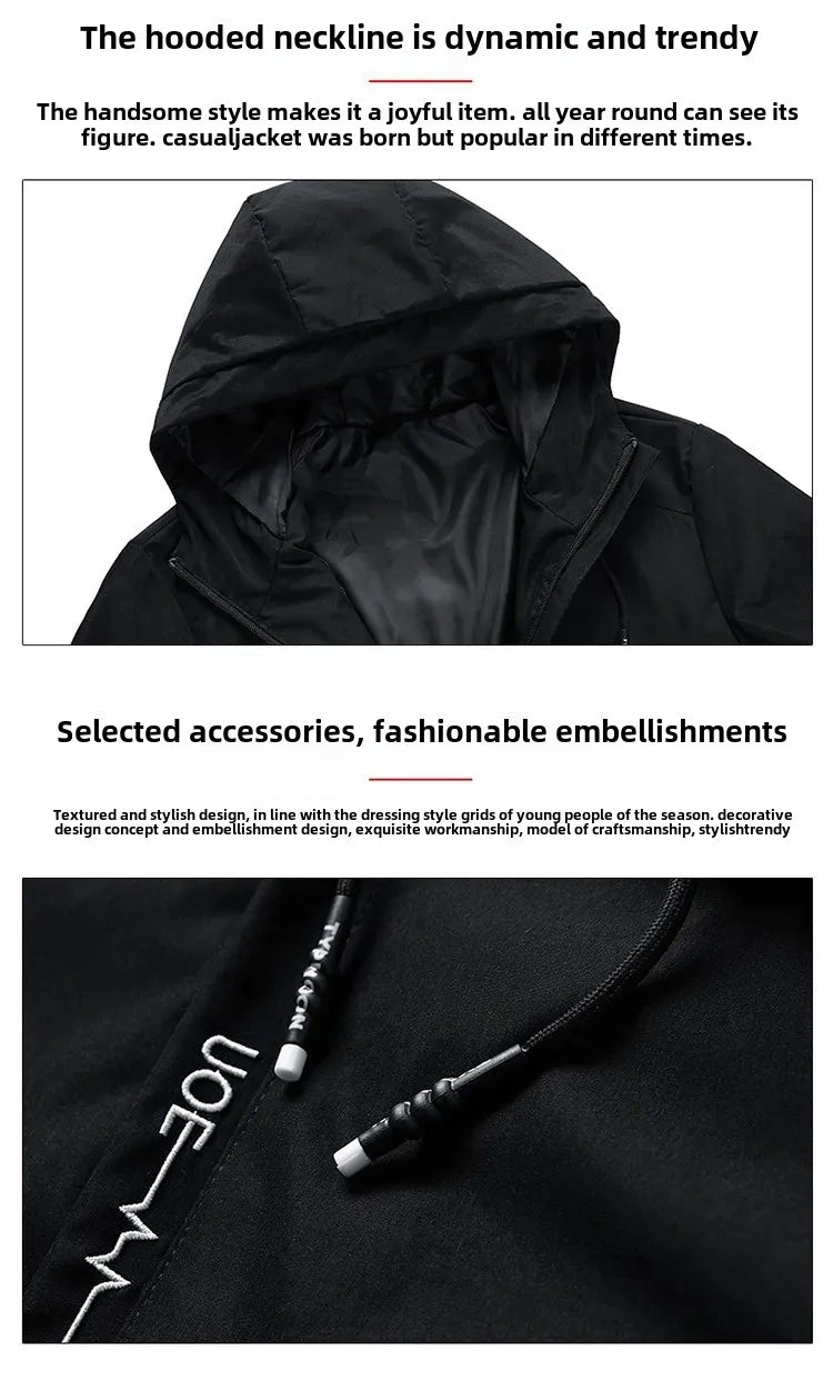 Style Men's Jacket Spring Autumn  Casual Hooded For Men's .