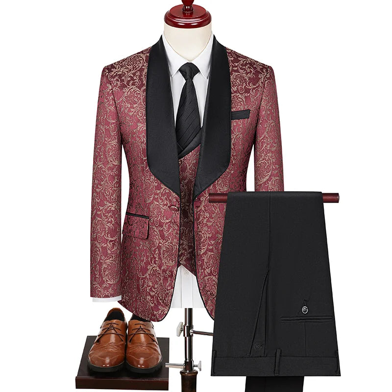 Spring  Men's British Style Business Casual Three-Piece Suit .