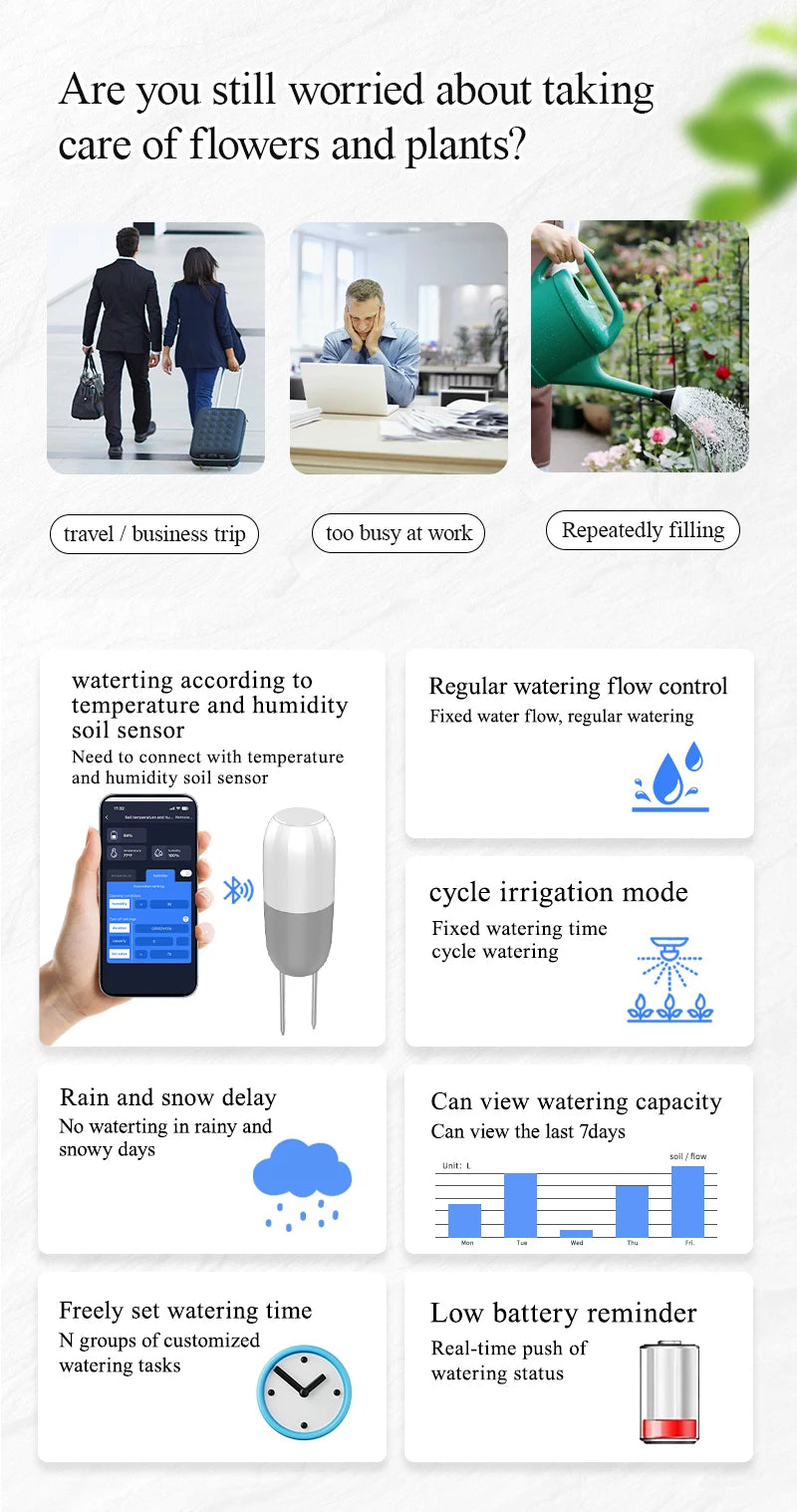 Tuya Smart Wifi Watering Timer Solar Energy Sprinkler Drip Irrigation System.