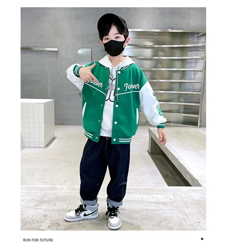 Fashion Spring Autumn Long Sleeve Outwear Teenager Kids.