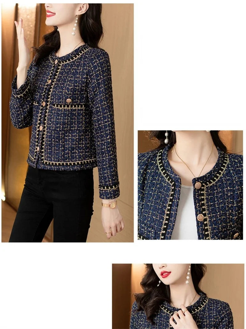 French Vintage Small Fragrance Tweed Jacket Coat Women's .