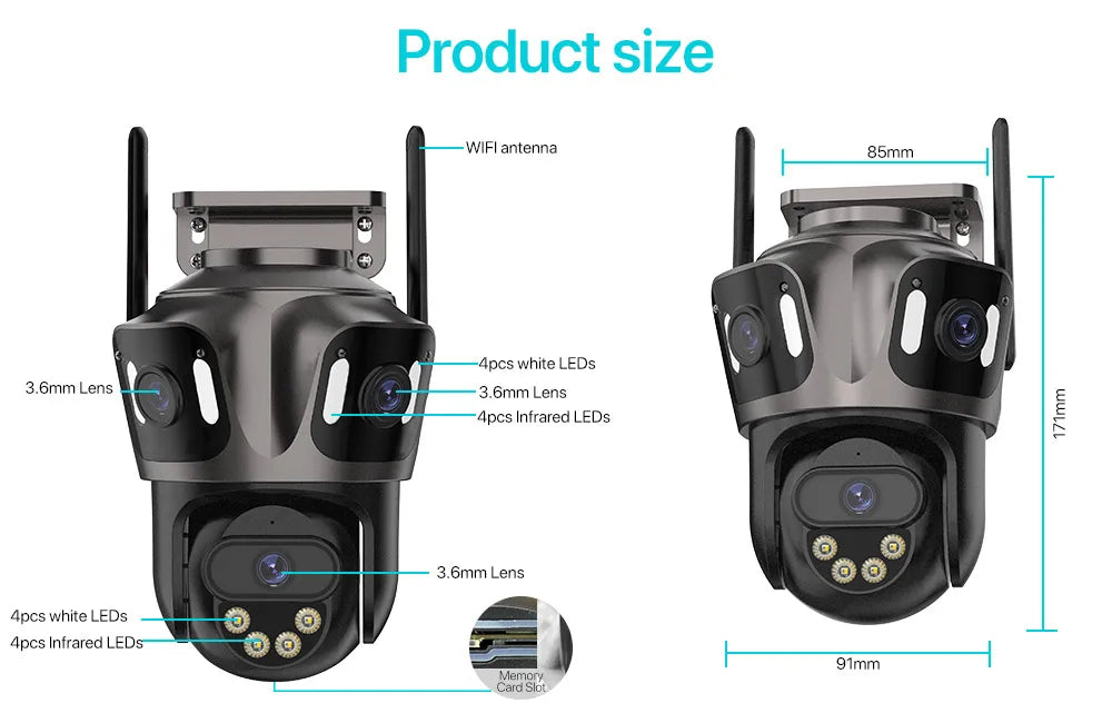 6K HD Outdoor IP Camera WiFi Three Lens