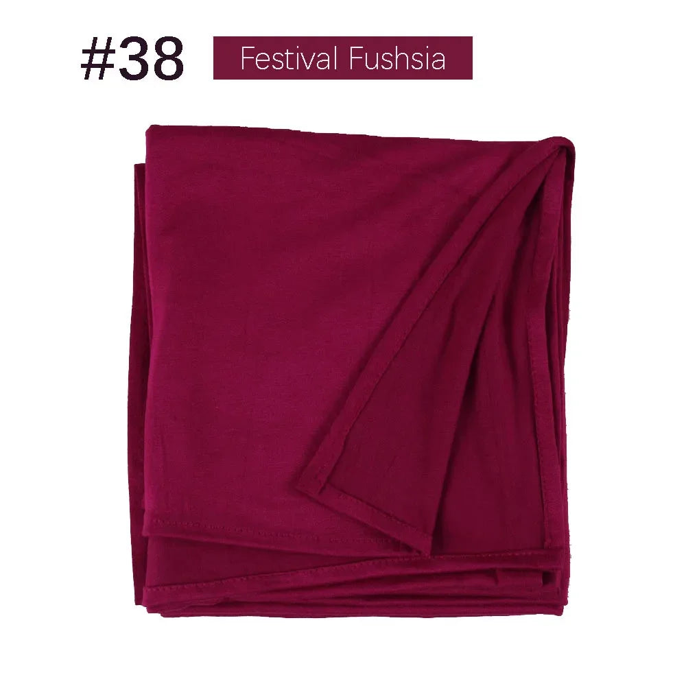 Muslim Women Stretchy Jersey Hijab Plain Cotton Jersey Hijabs  Islamic Soft Turban Head Wraps Headscarf 170X60cm