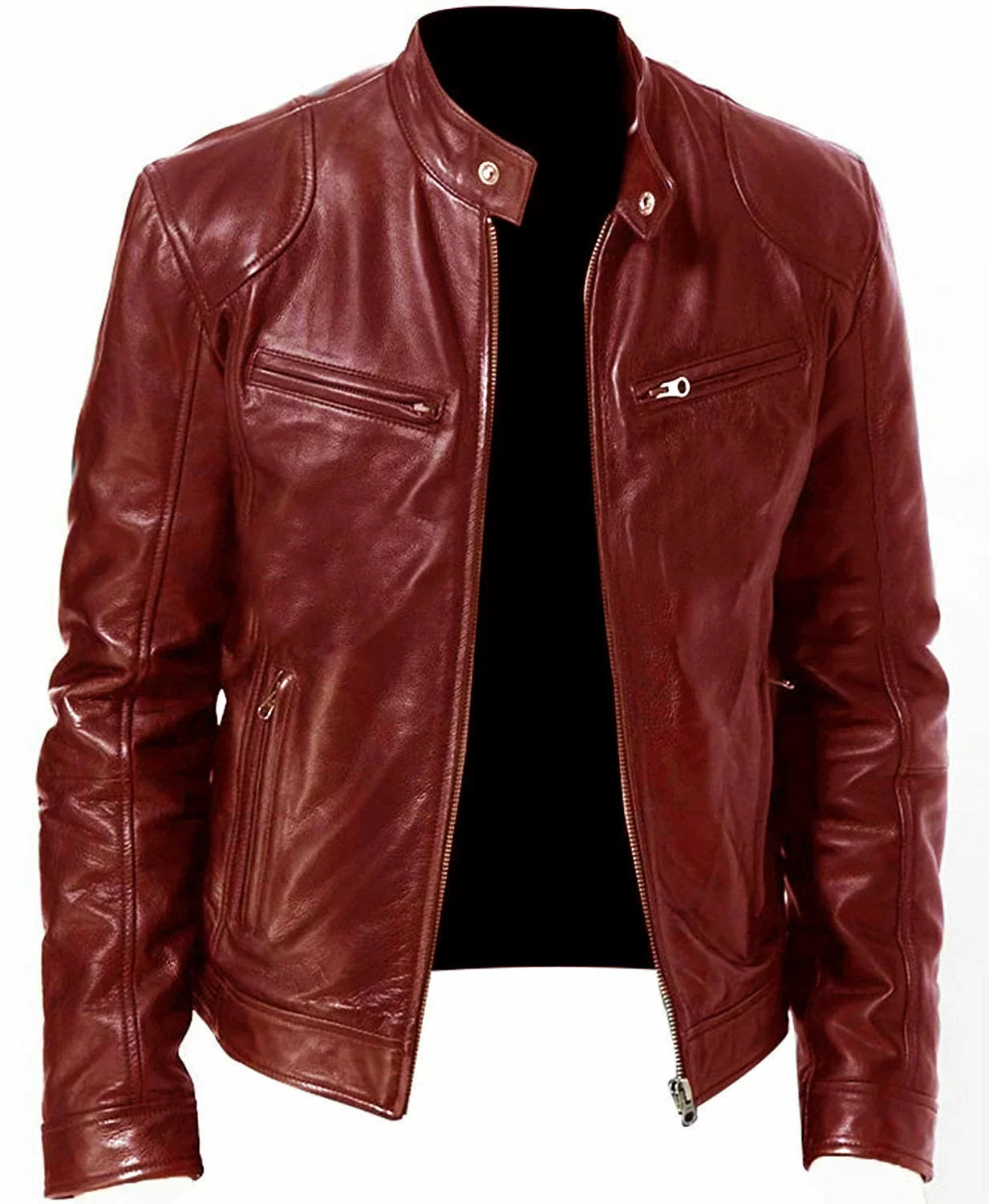 Mens Leather Jacket Autumn Winter Business Gentleman.