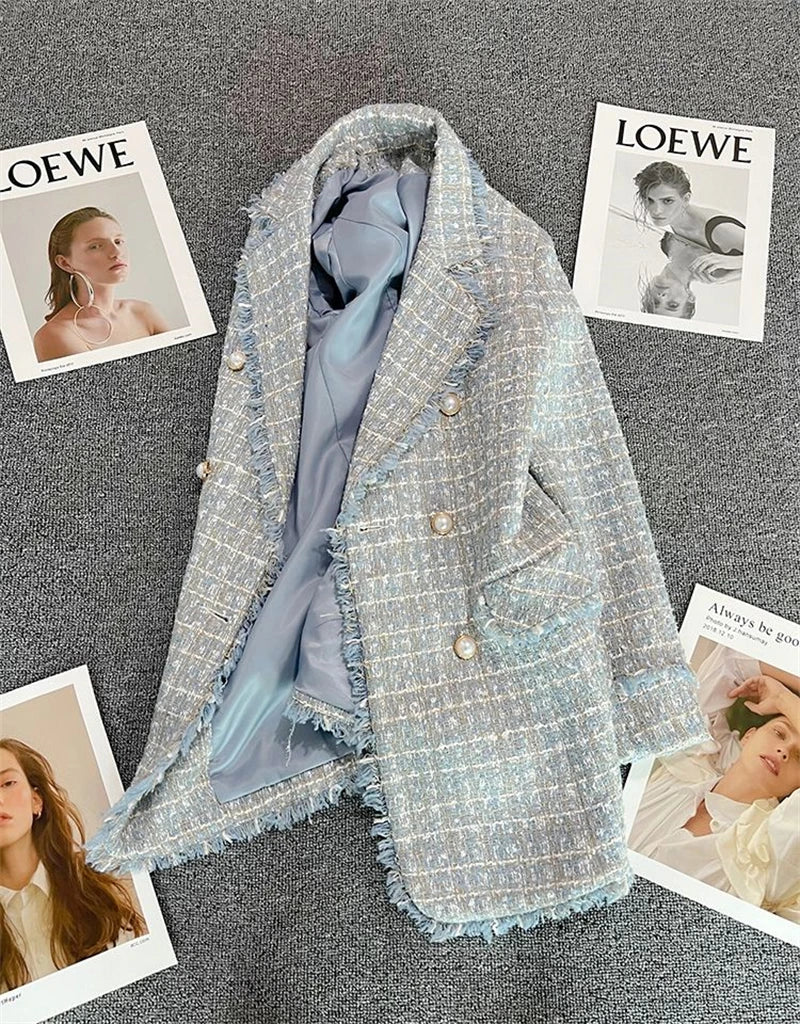 Women's Jacket New Spring Autumn Double Breasted Leisure Women's Suit Coat.
