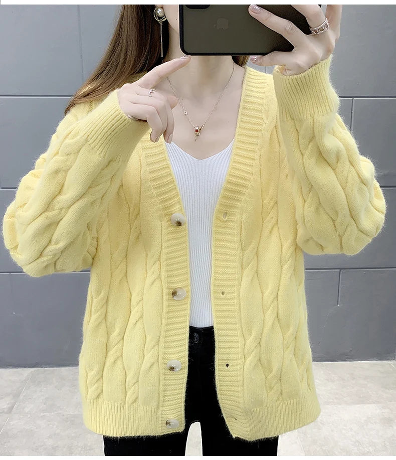 Women's Knitted Cardigan Sweater Loose Fashion .