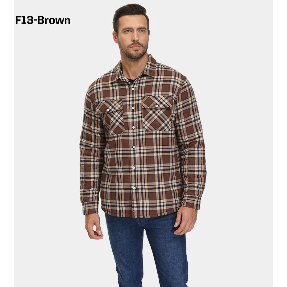 MAGCOMSEN Men's Fleece Plaid Flannel Shirt Jacket.