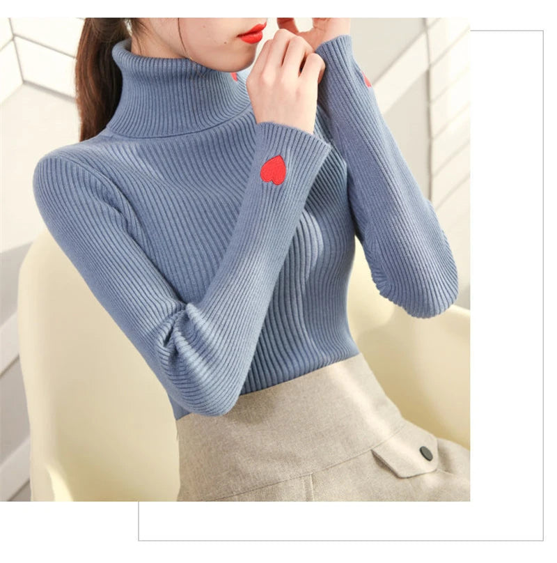 Fashion Turtleneck Pullover Sweater Elegant Long Sleeve .