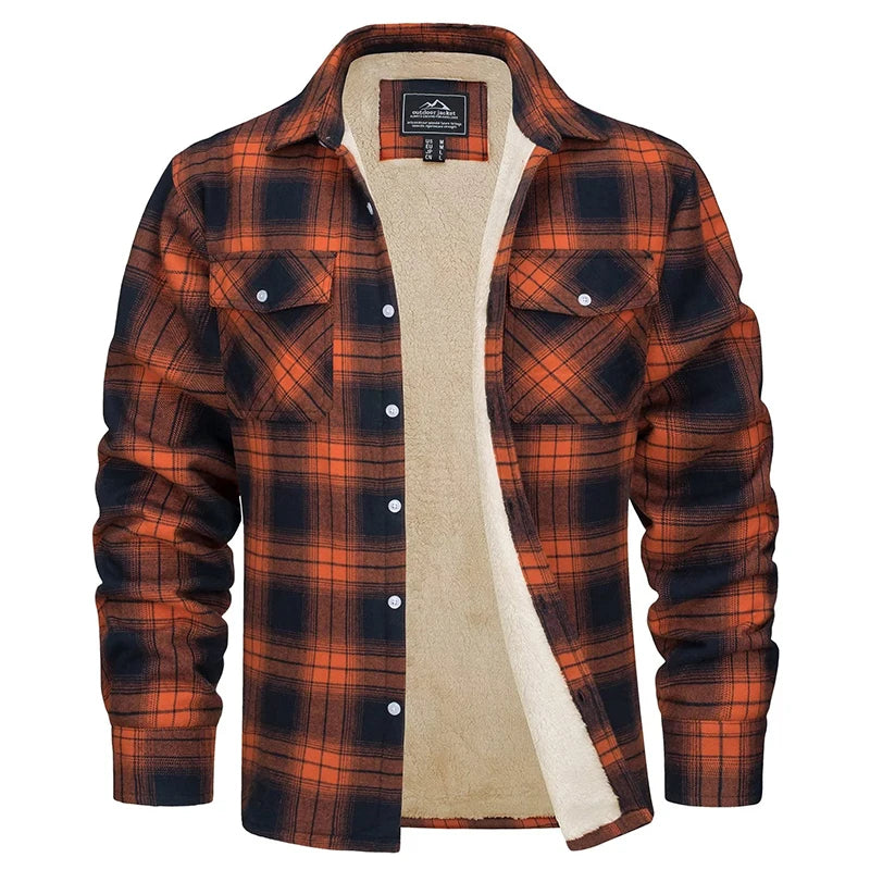 MAGCOMSEN Men's Fleece Plaid Flannel Shirt Jacket.