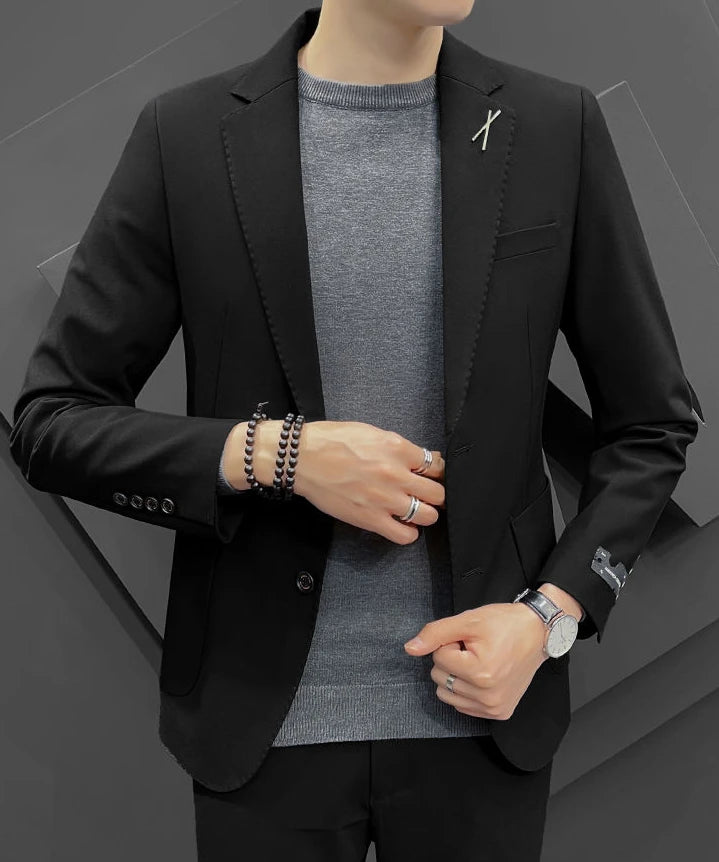 2 Piece Formal Outfit Set Male Big Size Grey Full Men's Dress .