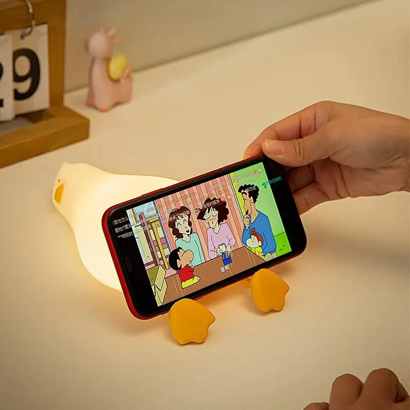 LED Cute Duck Nightlight USB Rechargeable Night Lamp Touch Sensor.